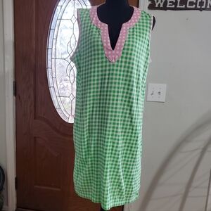 Draper James Green and Pink Gingham Dress